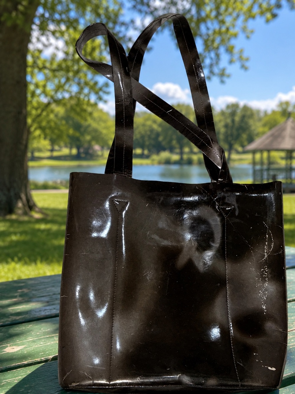 Vintage Ferragamo Patent Leather Tote Bag – Dark Brown